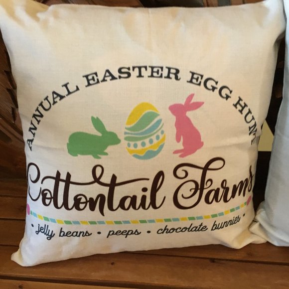 SET OF TWO (2) Easter Bunny Rabbit Pillow Cover 18 x 18 Cottontail Farms NEW - Picture 8 of 10